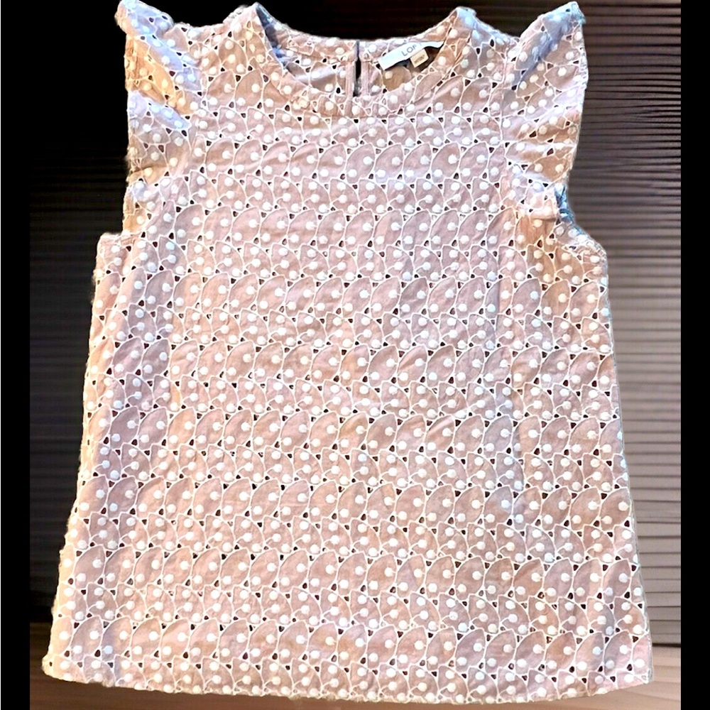 NWOT LOFT Pink and White Eyelet Blouse Size XS Never Worn No Tags So Pretty
